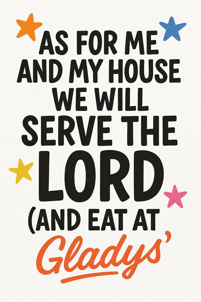As for me and my house we will serve the Lord and eat at Gladys'
